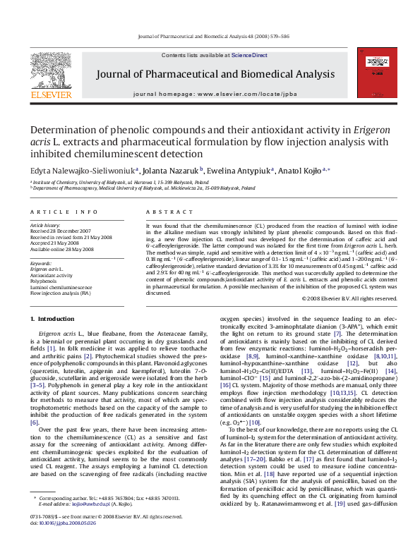(PDF) Determination of phenolic compounds and their antioxidant ...