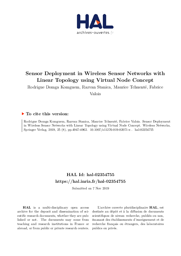 (PDF) Sensor deployment in wireless sensor networks with linear ...