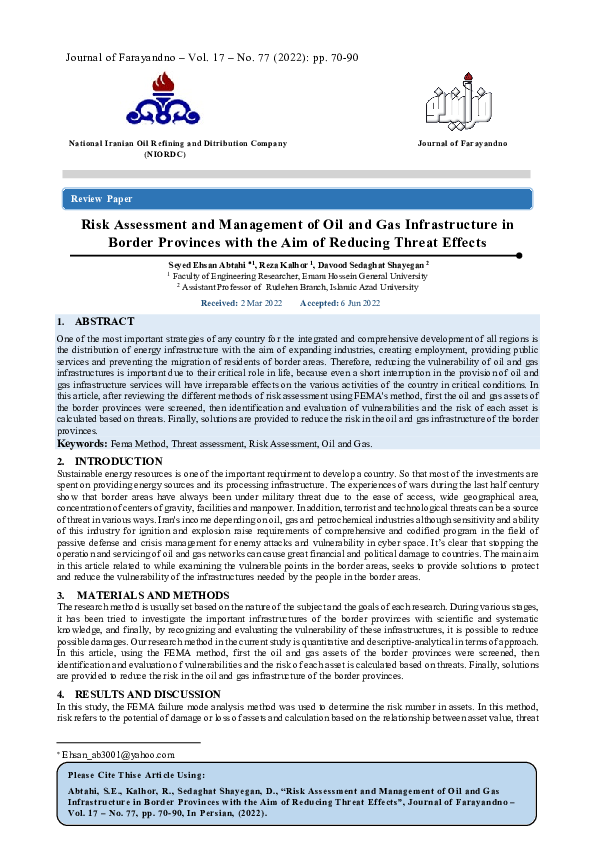 (PDF) Risk Assessment and Management of Oil and Gas Infrastructure in ...