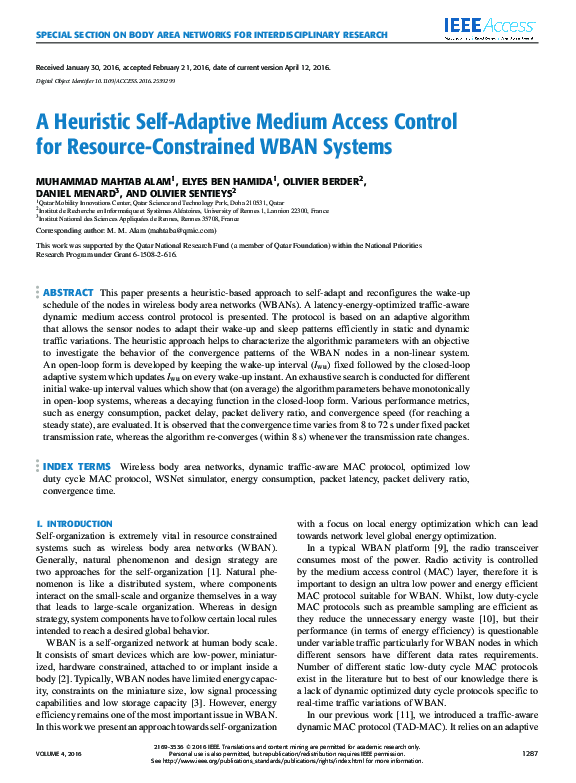 (PDF) A Heuristic Self-Adaptive Medium Access Control for Resource ...