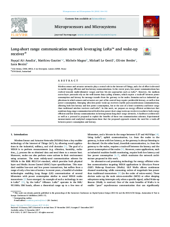 (PDF) Long-short range communication network leveraging LoRa™ and wake ...