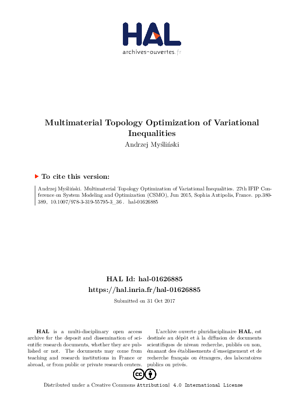 (PDF) Multimaterial Topology Optimization of Variational Inequalities