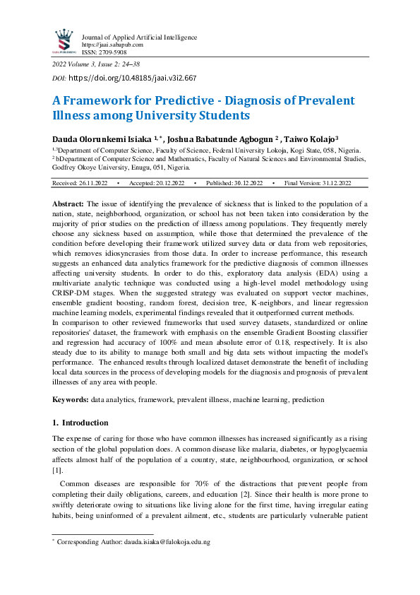 (PDF) A Framework for Predictive - Diagnosis of Prevalent Illness among ...