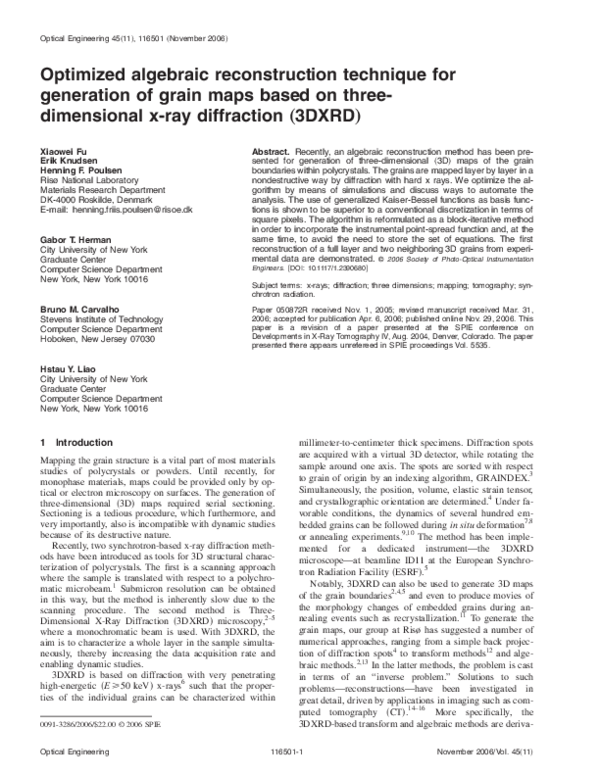 (PDF) Optimized algebraic reconstruction technique for generation of ...