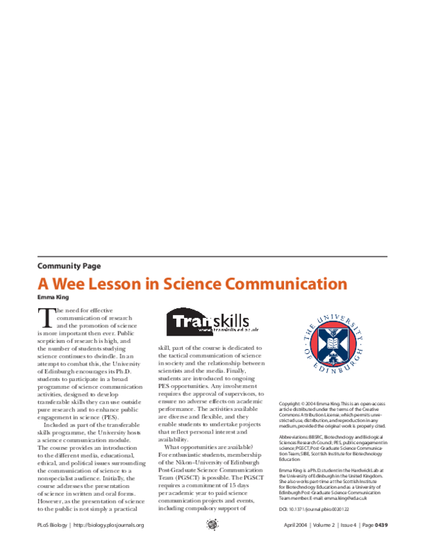 (PDF) A Wee Lesson in Science Communication