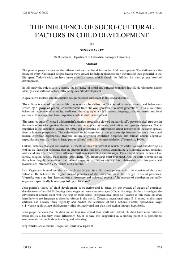 (PDF) The Influence of Socio-Cultural Factors in Child Development