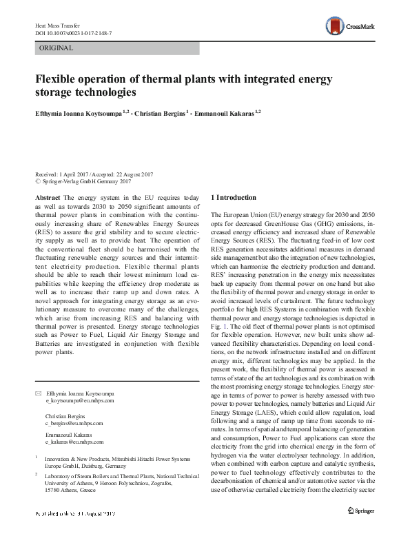(PDF) Flexible operation of thermal plants with integrated energy ...