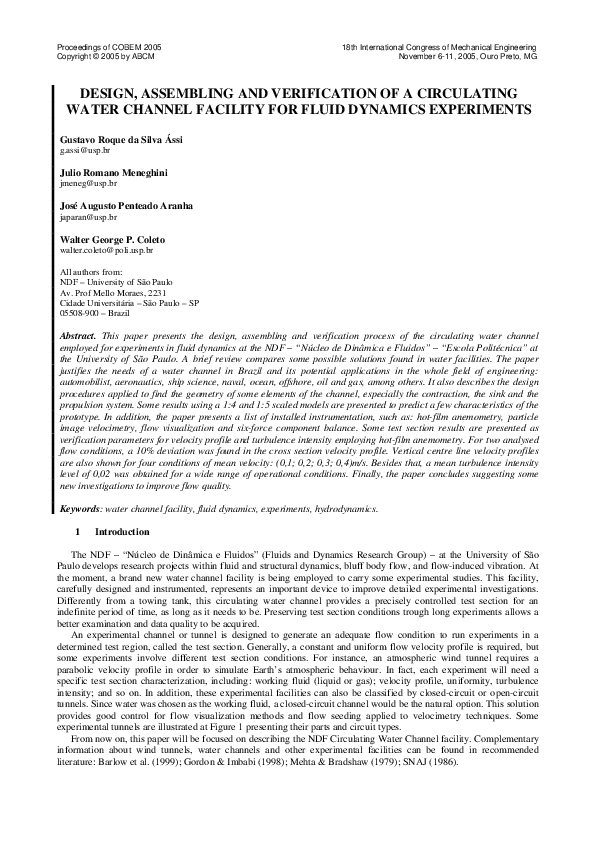 (PDF) Design, Assembling and Verification of a Circulating Water