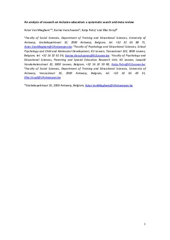 (PDF) An analysis of research on inclusive education: a systematic ...