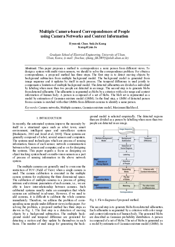 (PDF) Multiple Camera-based Correspondences of People using Camera ...