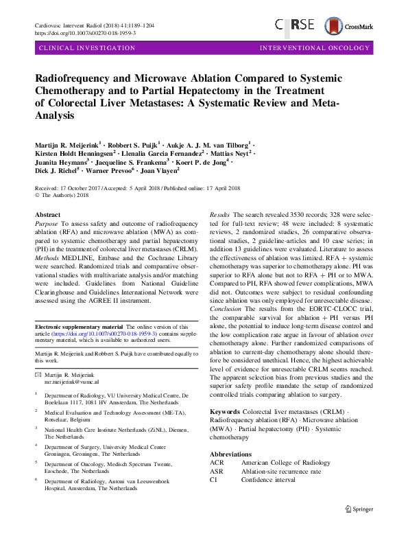 (PDF) Radiofrequency and Microwave Ablation Compared to Systemic ...