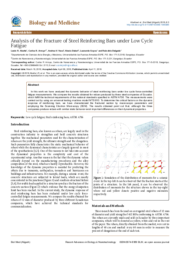 (PDF) Analysis of the Fracture of Steel Reinforcing Bars under Low Cycle