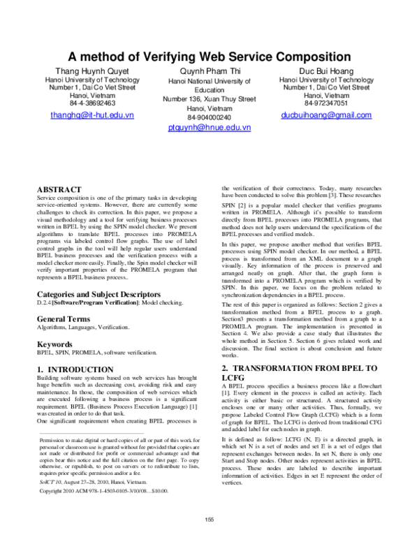 (PDF) A method of verifying web service composition