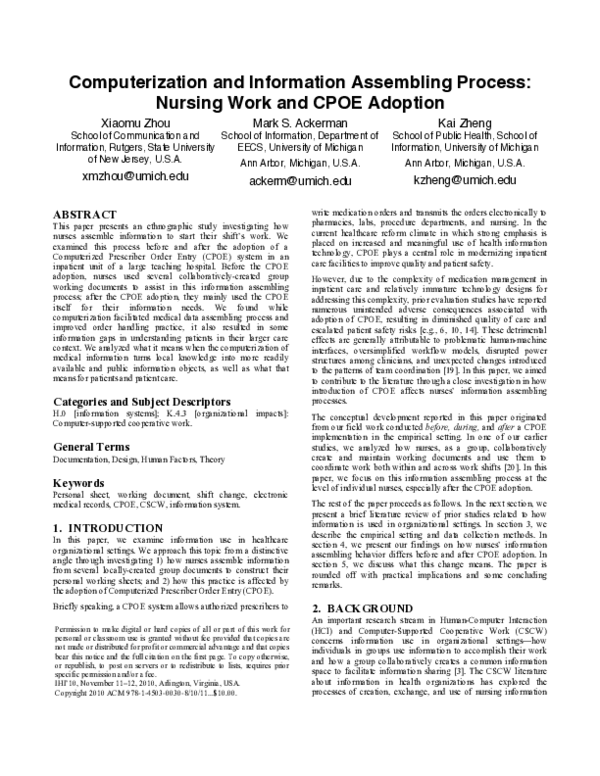 (PDF) Computerization and information assembling process | Xiaomu Zhou ...