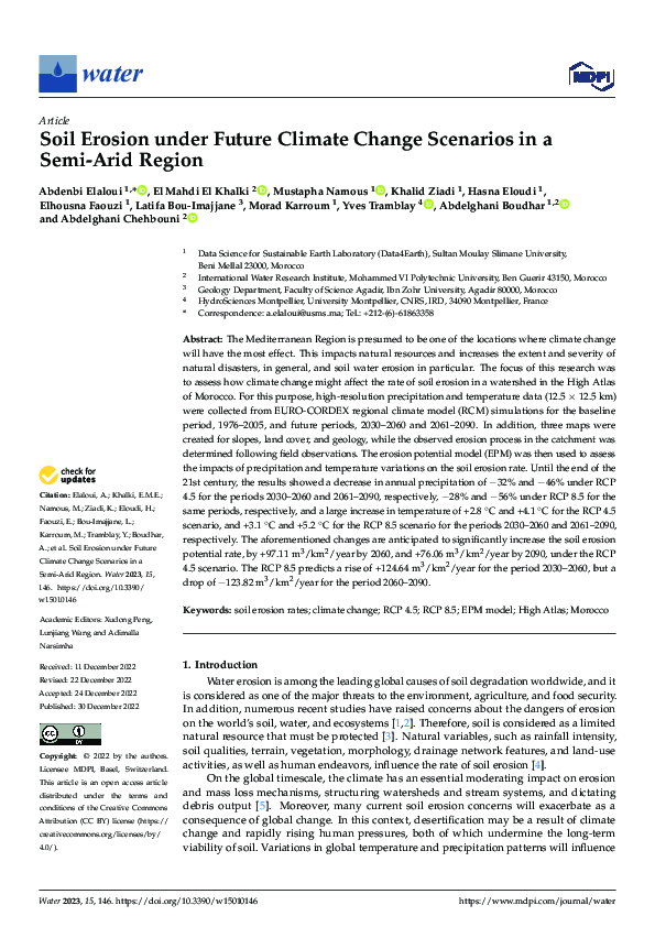 (PDF) Soil Erosion under Future Climate Change Scenarios in a Semi-Arid ...