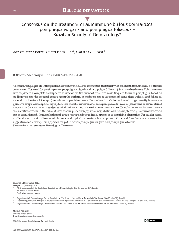 (PDF) Consensus on the treatment of autoimmune bullous dermatoses ...