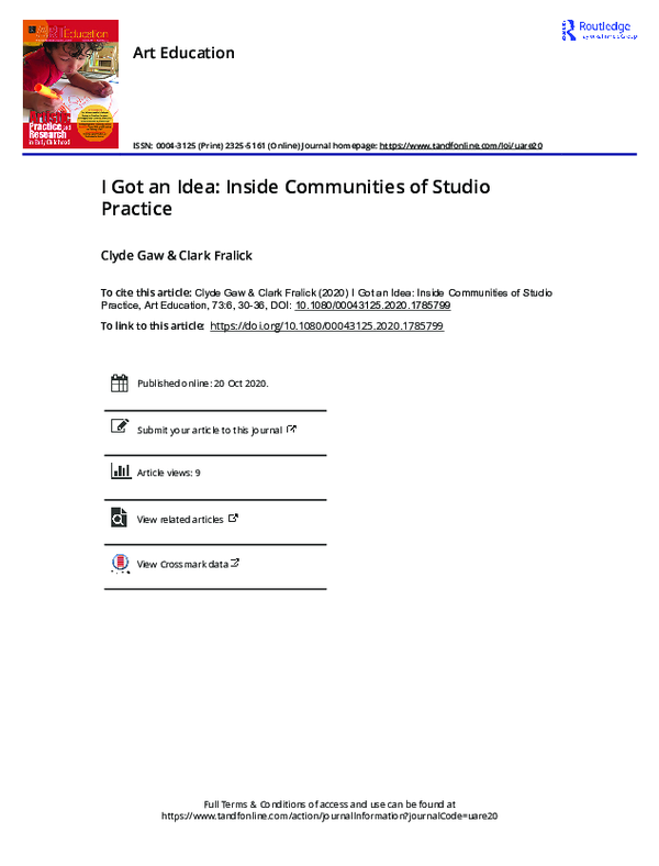 (PDF) I Got an Idea: Inside Communities of Studio Practice
