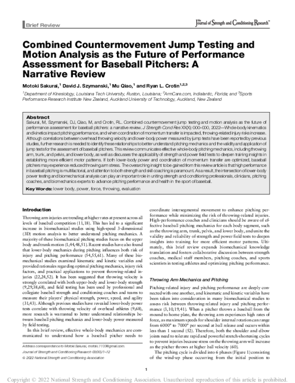 (PDF) Combined Countermovement Jump Testing and Motion Analysis as the ...