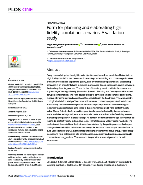 (PDF) Form for planning and elaborating high fidelity simulation ...