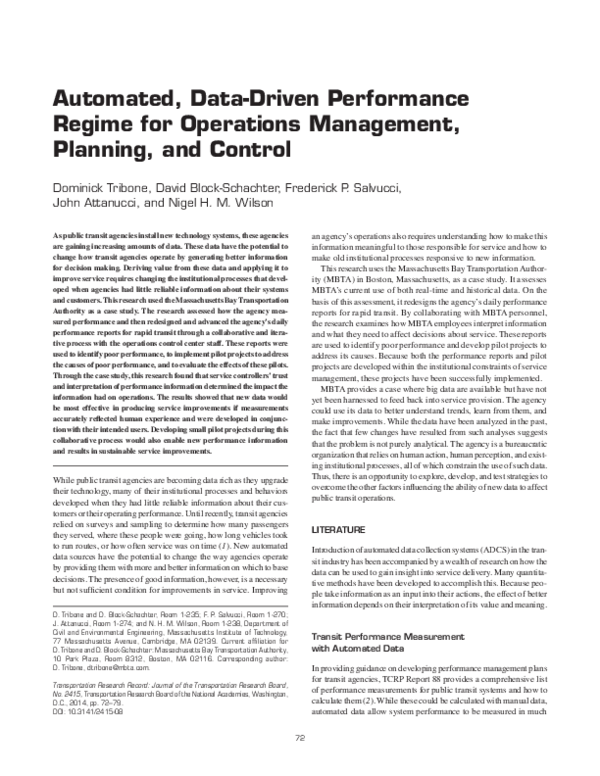 (PDF) Automated, Data-Driven Performance Regime for Operations ...