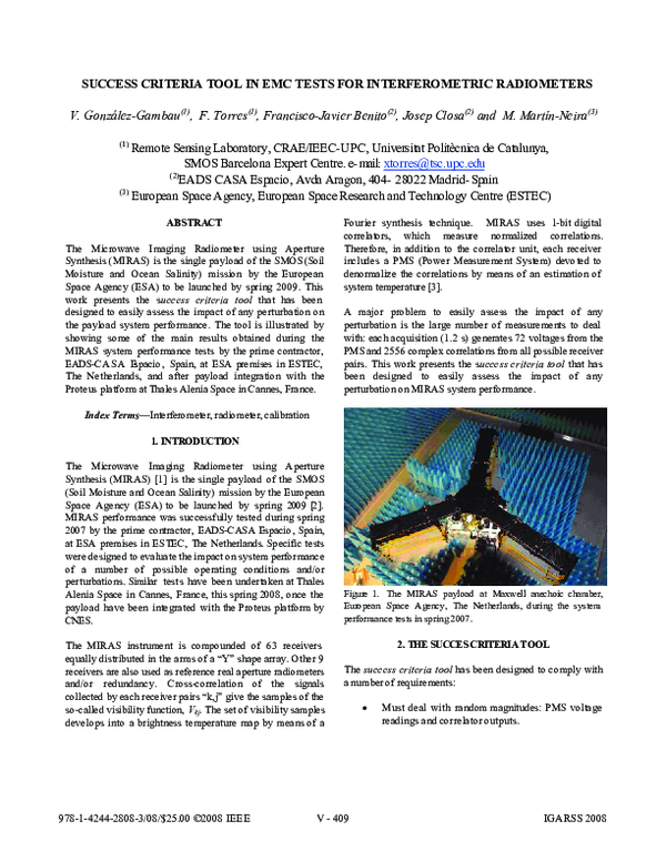 (PDF) Success Criteria Tool in EMC Tests for Interferometric Radiometers