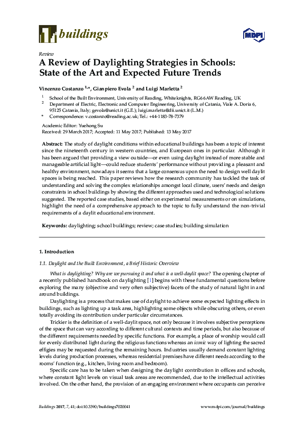 (PDF) A Review of Daylighting Strategies in Schools: State of the Art ...