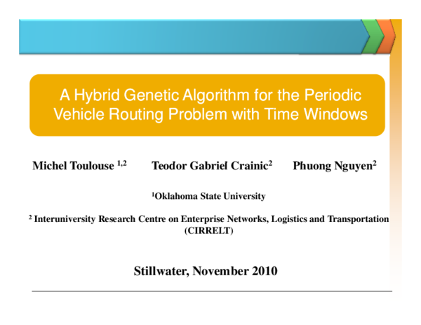 (PDF) A Hybrid Genetic Algorithm for the Periodic Vehicle Routing ...
