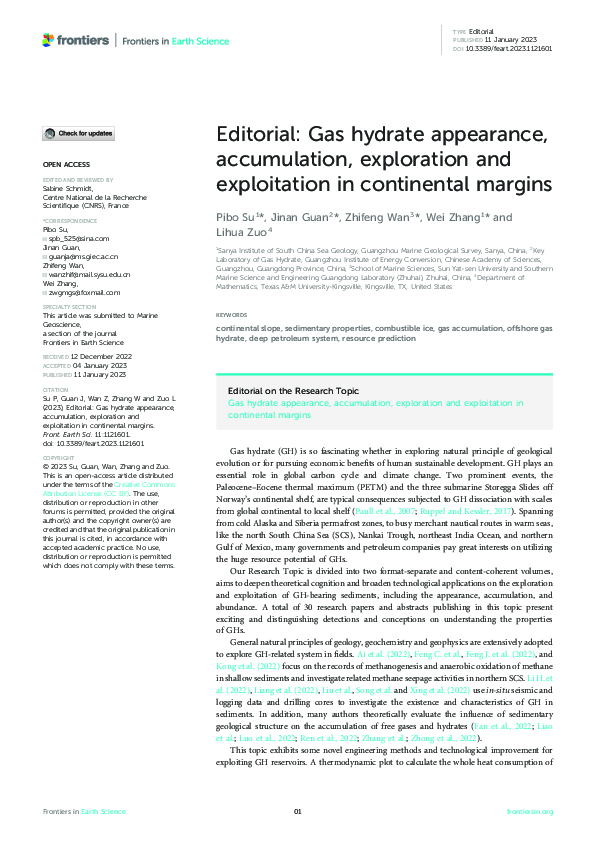 (PDF) Editorial: Gas hydrate appearance, accumulation, exploration and ...