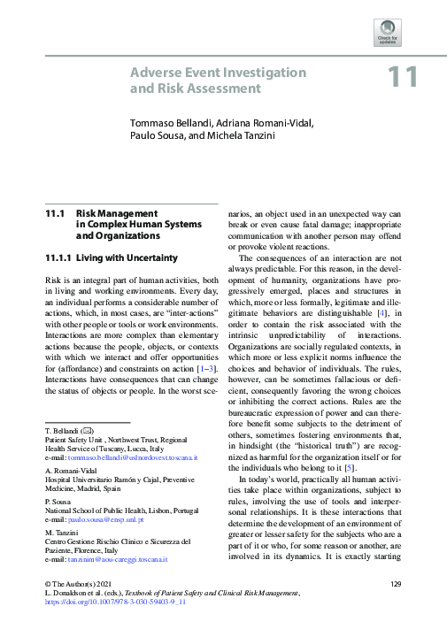 (PDF) Adverse Event Investigation and Risk Assessment