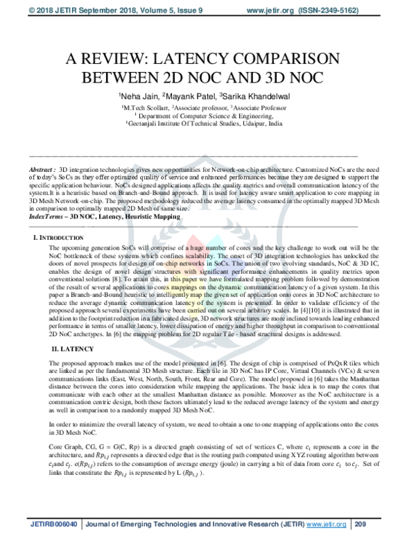 (PDF) A Review: Latency Comparison Between 2D Noc and 3D Noc