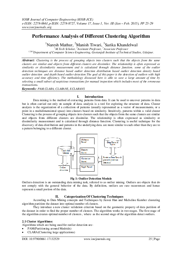 (PDF) Performance Analysis of Different Clustering Algorithm