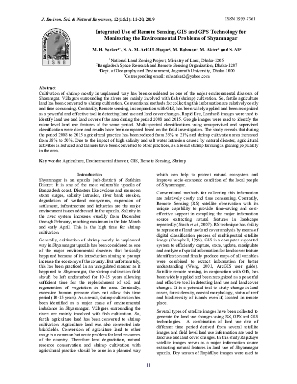 (PDF) Integrated Use of Remote Sensing, GIS and GPS Technology for ...