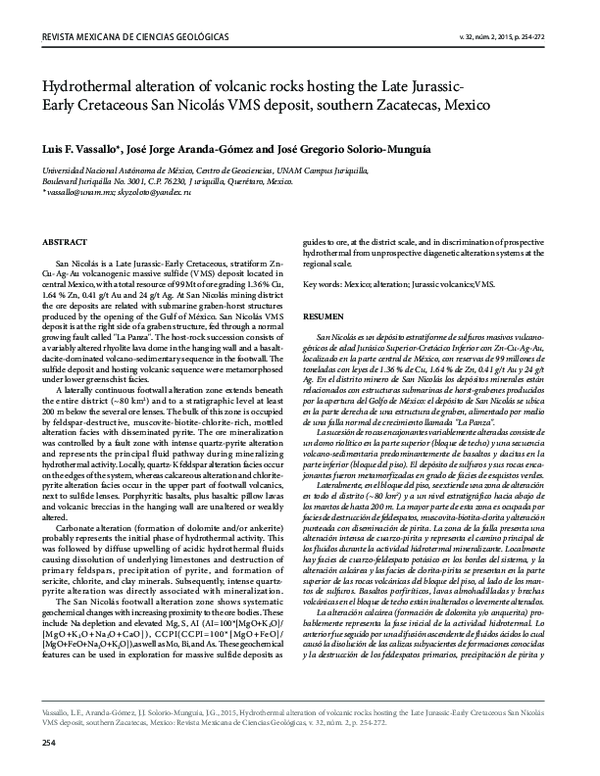 (PDF) Hydrothermal alteration of volcanic rocks hosting the Late ...