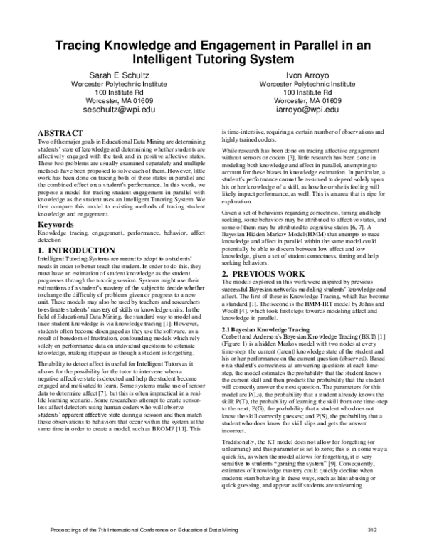(PDF) Tracing Knowledge and Engagement in Parallel in an Intelligent ...