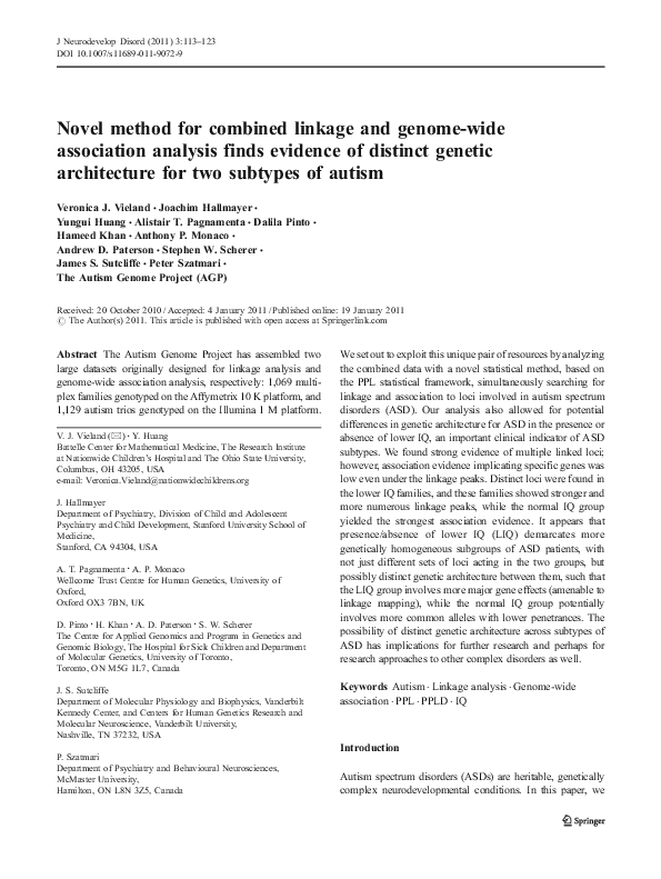 (PDF) Novel method for combined linkage and genome-wide association ...