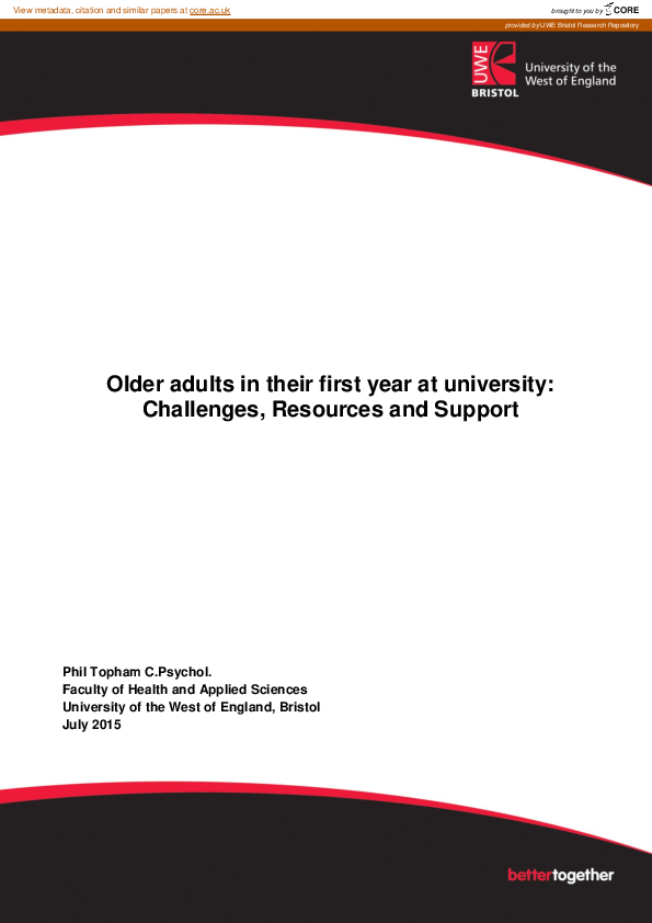 (PDF) Older adult students in their first year at university ...