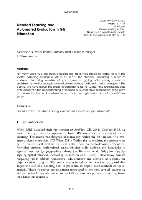 (PDF) Blended Learning and Automated Evaluation in GIS Education