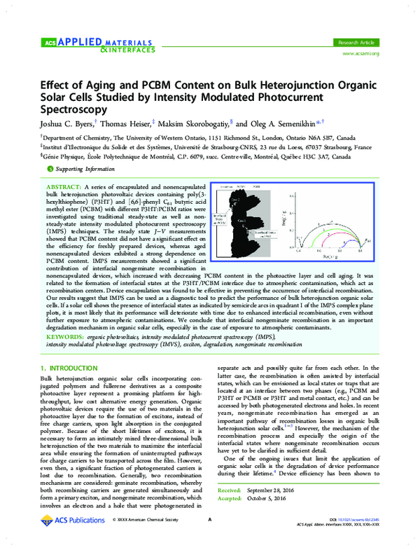 (PDF) The Effect of Ageing and PCBM content on Bulk Heterojunction ...