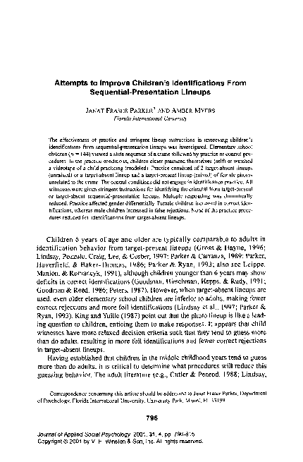 (PDF) Attempts to Improve Children's Identifications From Sequential ...