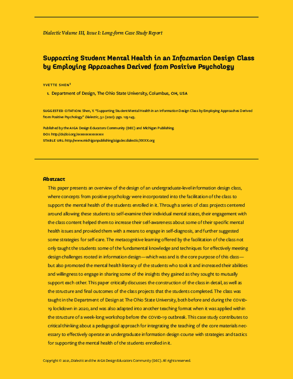 (PDF) Supporting Student Mental Health in an Information Design Class ...