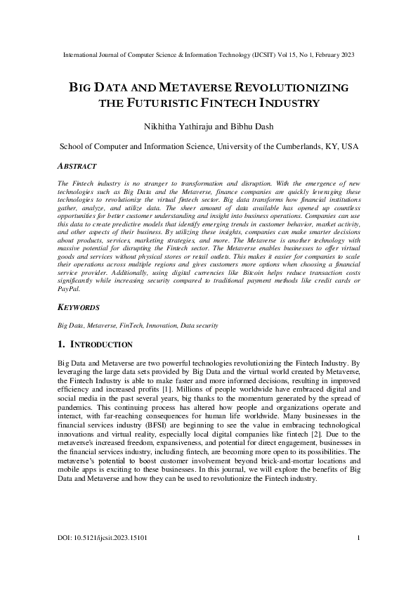 (PDF) BIG DATA AND METAVERSE REVOLUTIONIZING THE FUTURISTIC FINTECH ...