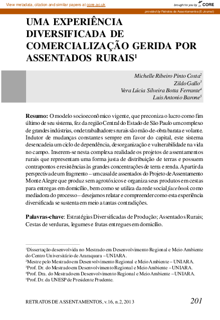 (PDF) Uma Experiência Diversificada de Comercialização Gerida por ...