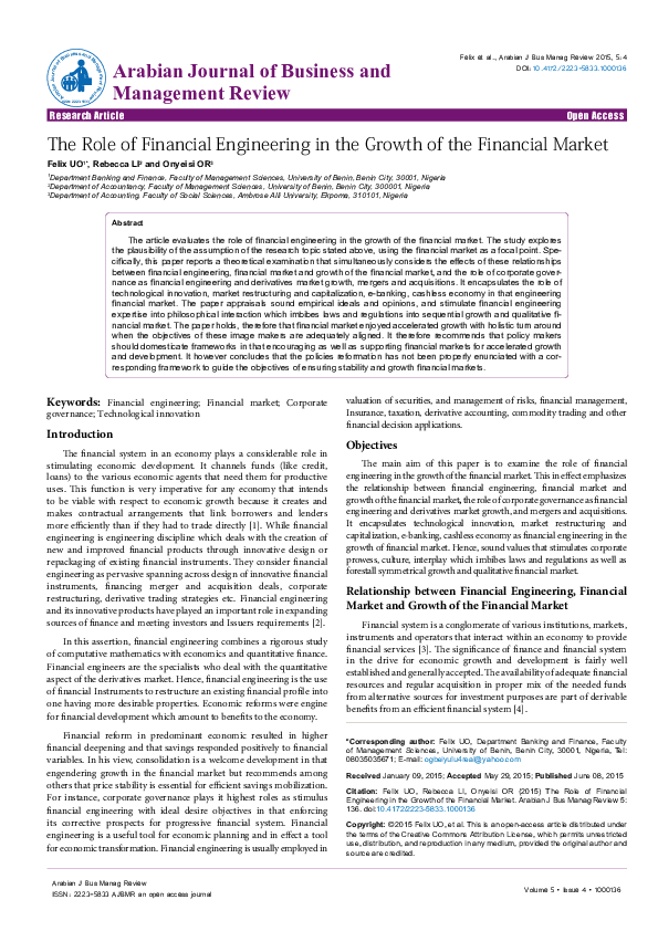 (PDF) The Role of Financial Engineering in the Growth of the Financial ...