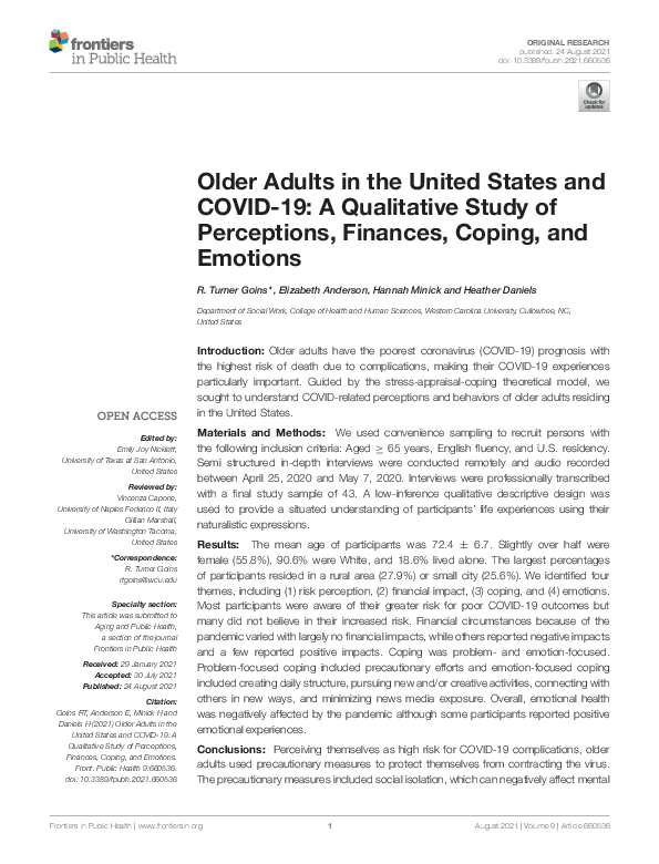 (PDF) Older Adults in the United States and COVID-19: A Qualitative ...