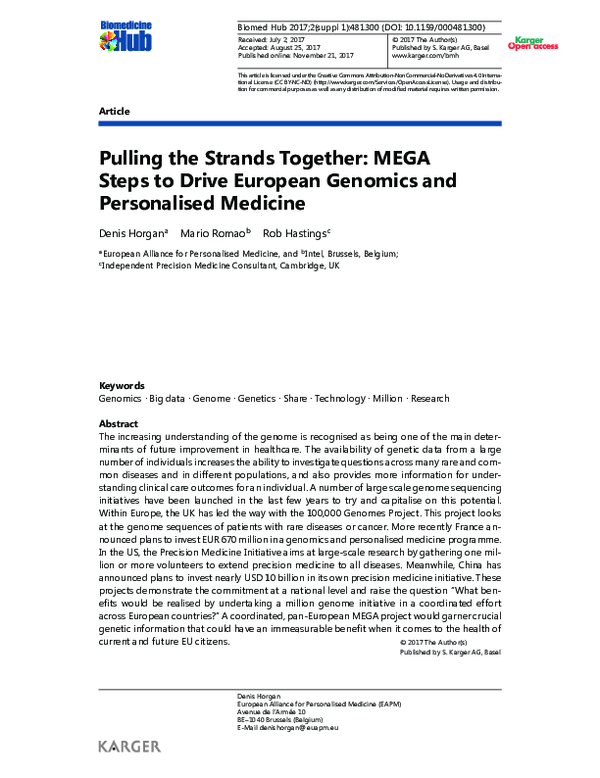 (PDF) Pulling the Strands Together: MEGA Steps to Drive European ...