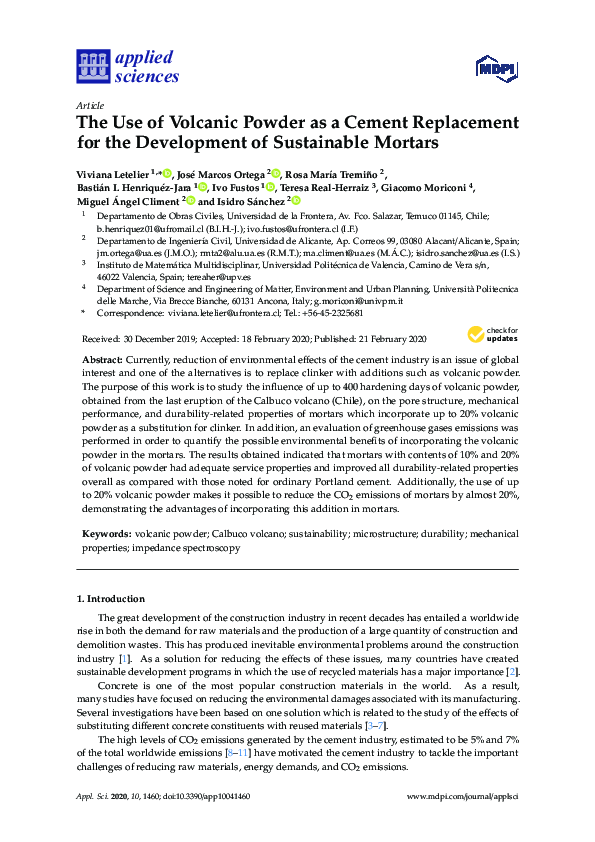 (PDF) The Use of Volcanic Powder as a Cement Replacement for the ...