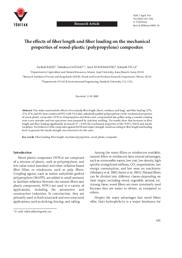 (PDF) The effects of fiber length and fiber loading on the mechanical ...
