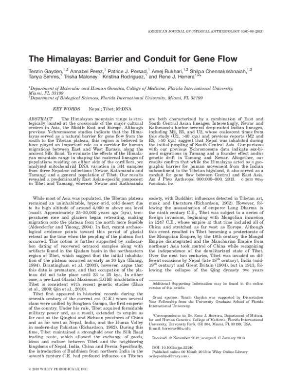 (PDF) The Himalayas: Barrier and conduit for gene flow