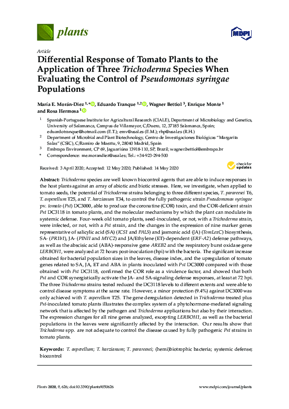 (PDF) Differential Response of Tomato Plants to the Application of ...