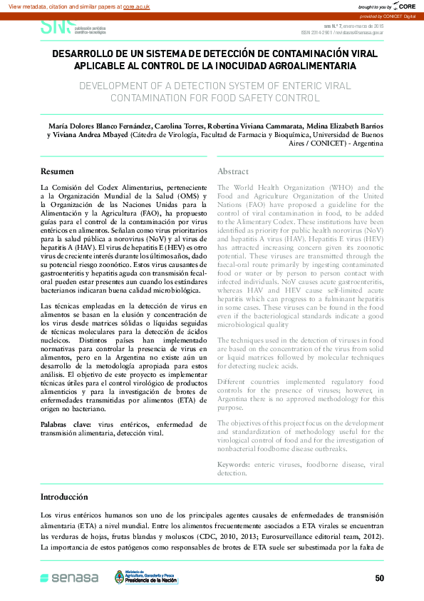 (PDF) Development of a detection system of enteric viral contamination ...